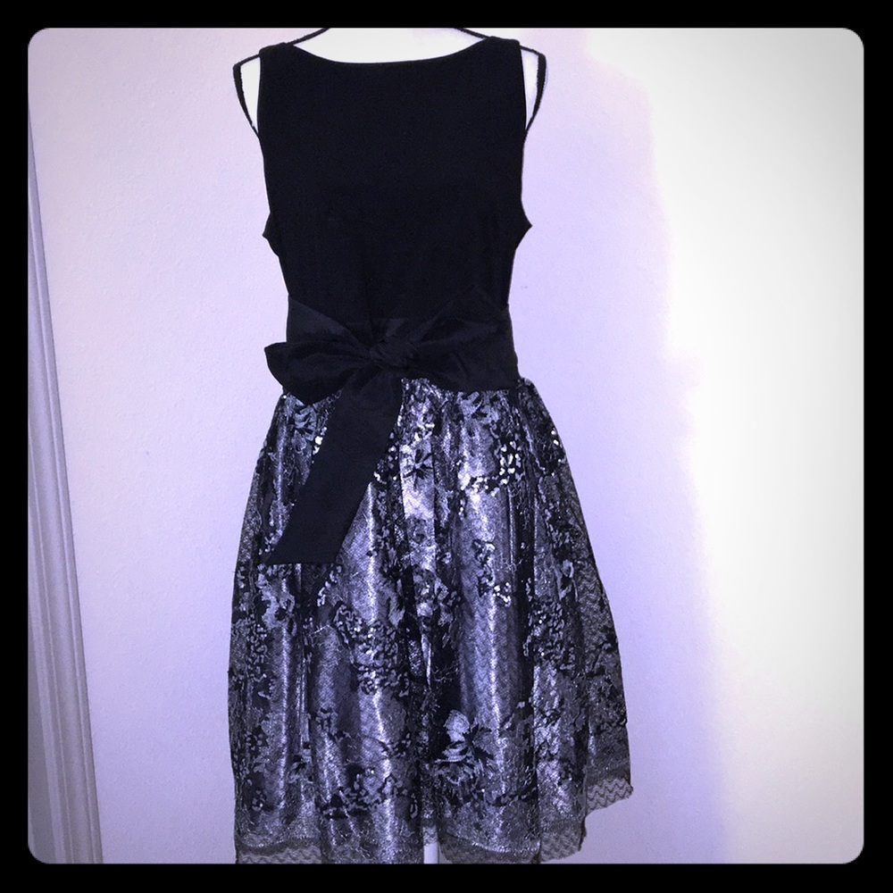Black and Silver Teacup Formal Dress